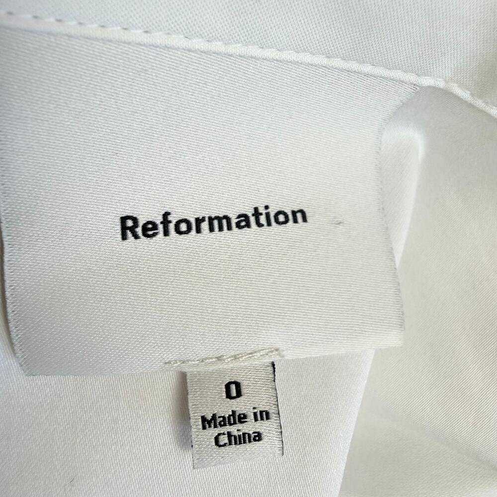Reformation Becker Shirt Button Front Organic Cotton Stretch Blouse Size 0 - Picture 6 of 13